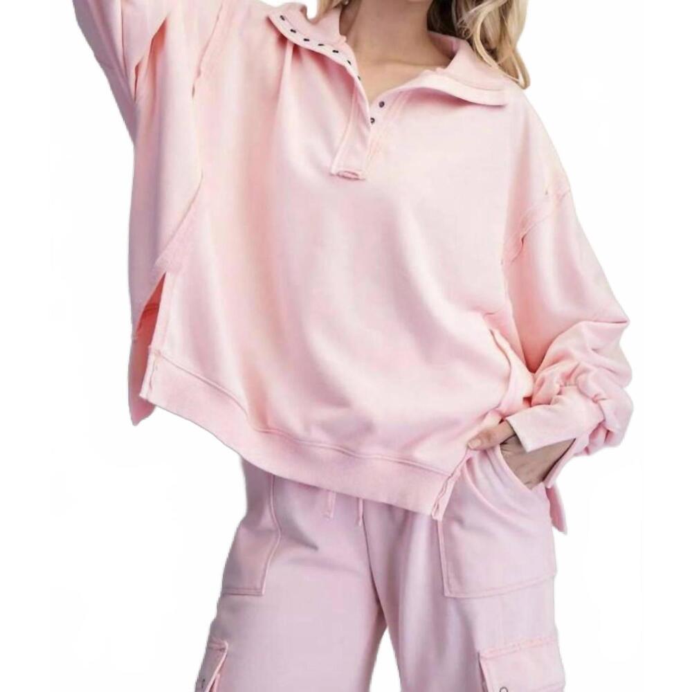 NEW EE:SOME washed long sleeve pullover in pink